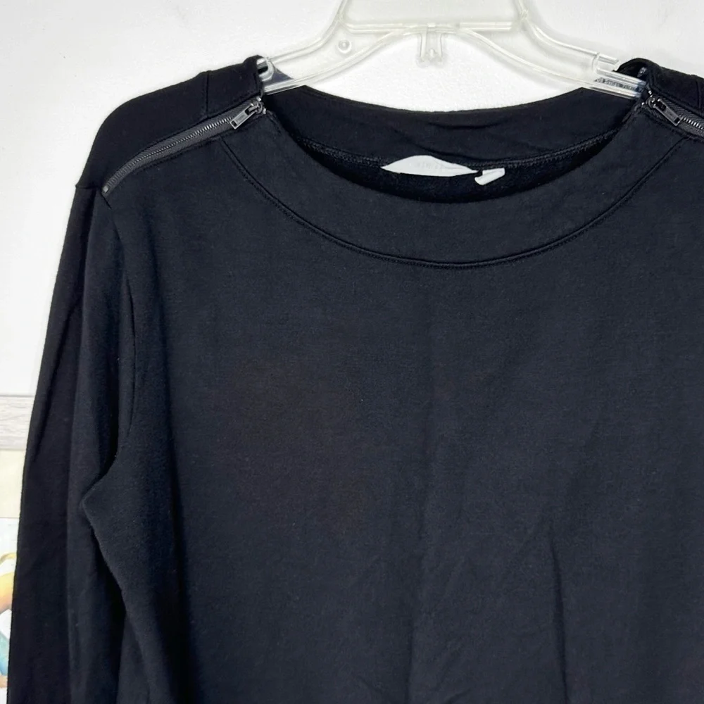 Athleta Black Boatneck Shoulder Zip Pullover Sweater Women’s Size Small